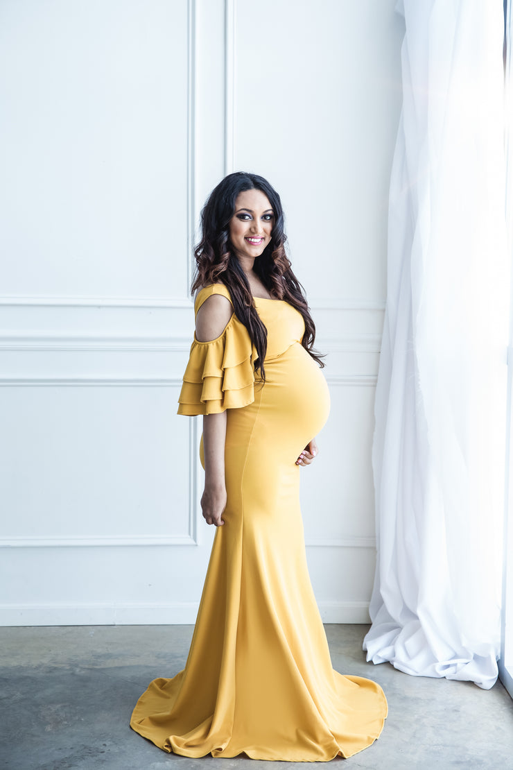 Mustard Yellow Maternity Gown for Photo ...